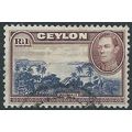Ceylon 1944 SG395a 1 Rupee Blue-Violet & Chocol...