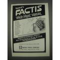 1991 General Pencil Company Factis White Magic Eraser Ad - General's Factis Whit