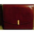 Leather shoulder strap small handbag burgundy