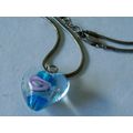 Vintage Necklace Murano Glass Heart Blue & Pink...