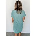 Blue Striped Ribbed Knit T-shirt Shift Dress