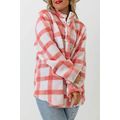 Pink Plus Size Tunic Plaid Sherpa Henley Sweats...