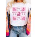 White Bunny Bowknot Graphic Easter Fashion T Shirt