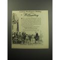 1957 Williamsburg Virginia Ad - Celebrate Washington's Birthday at Williamsburg
