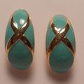 Gold Criss Cross Pierced Earrings Vintage Aqua ...