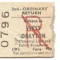 B.R.B. Edmondson Ticket - Holborn to West Drayt...