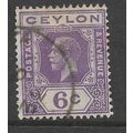 CEYLON 1922 6c BRIGHT VIOLET SG 343 FINE USED