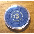 Silver Dollar $3. Casino Chip - Tacoma, Washing...