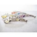 Slim silver metal filigree flower butterfly ban...