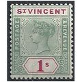 St Vincent 1899 SG74 1/- Green & Carmine Mounte...