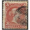 Canada 1868 SG58 3c Brown-Red Fine Used . .. .