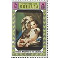 GRENADA, CHRISTMAS, Madonna of the Goldfinch, Tiepolo, green 1970, ½c