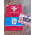1982 Wales v France Rugby Union Programme & Tic...