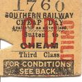 Southern Railway Edmondson Ticket - Sutton to C...