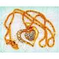 Summer Gift Crystal Gold Plate Charm Love Heart...