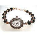 Watch #013 quartz copper black glass bead 7.75 ...