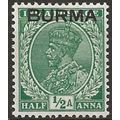 Burma 1937 SG2 1/2a Green Mounted Mint .