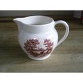 Sylvac Red And White Country Scene Milk Jug