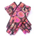 Ladies Pink Swirls Gloves with Black Buttons & ...