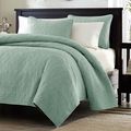 Full / Queen Seafoam Blue Green Quilted Coverle...