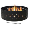 Heavy Duty 36-inch Black Steel Fire Pit Ring wi...