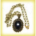 Cabochon Lady Pendant Charm Bronze Necklace Cha...