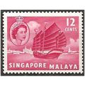 Singapore 1955 SG45 12c Rose-Carmine Fine Mount...