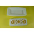 VTG Pyrex Stick Butter Dish Gold Flower and But...