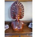 Vintage Polynesian Hand Carved Wood Bust Native...