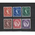 GB.1957 Definitives set of 6.Mounted Mint.Jul25a