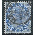 Malta 1885 SG24 1 1/2d Dull Blue Wmk Crown CA F...