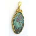 Turquoise Brass Wire Wrap Gemstone Pendant 32
