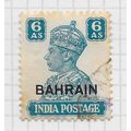 BAHRAIN 1942 KG6 INDIA OVERPRINTED SIX ANNAS SG...