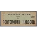 SOUTHERN RAILWAY LUGGAGE LABEL - PORTSMOUTH HAR...