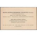 Information Card, Hotel Schweizerhof, Cologne, ...