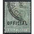 Jamaica 1891 O3 1/2d Green OFFICIAL Fine Used . ..