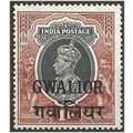 Gwalior (ICS) 1942 SG112 1 Rupee Grey & Red-Bro...