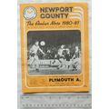 1980 signed programme Newport County v. Plymout...