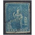 Barbados 1855 SG9 (1d) Pale Blue 3+ Margins Goo...