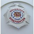 Volunteer Firefighter Eagle Top Pin Back Silver...