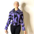Tie Dye Seude Leather Jeans Jacket Short Coat Boho