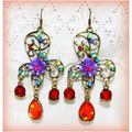 Tibetan Hill Tribe Floral Crystal Bronze Hook E...