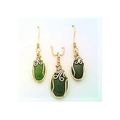 Green Jade Gold Wire Wrap Gemstone Pendant Drop...
