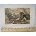 Vintage engraving - Volcanic crater Salan Mount...