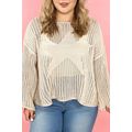 Parchment Hollow Out Knit Star Pattern Accent P...