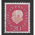 GERMANY 1959 PRESIDENT HEUSS 20pf RED SG B180 F...