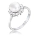 36Ct Rhodium Plated Freshwater Pearl and CZ Hal...