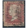 1858 SG43 1d Red Plate 190 Good Used "BE".