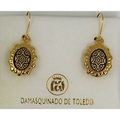 Damascene Gold Star of David Oval Drop Earrings...