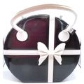 Round Black & White Jewellery Box with White Bo...